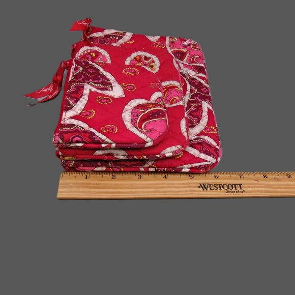 Vera Bradley Lined Trio Cosmetic Makeup Bag Set of 3 in Rosy Posies Fabric - Picture 6 of 6